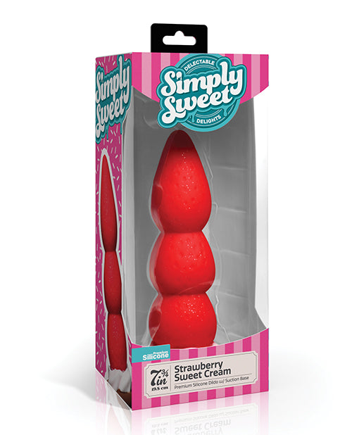 Curve Simply Sweet Strawberry Sweet Cream Dildo, 7.8-Inch Silicone