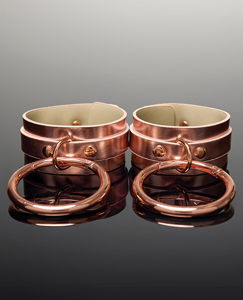 Coquette Pleasure Collection Adjustable Handcuffs, Rose Gold Vegan Leather
