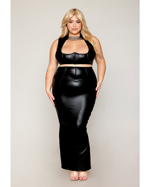 Dreamgirl international 13198X 1X Harness Bra & Skirt Set, Black