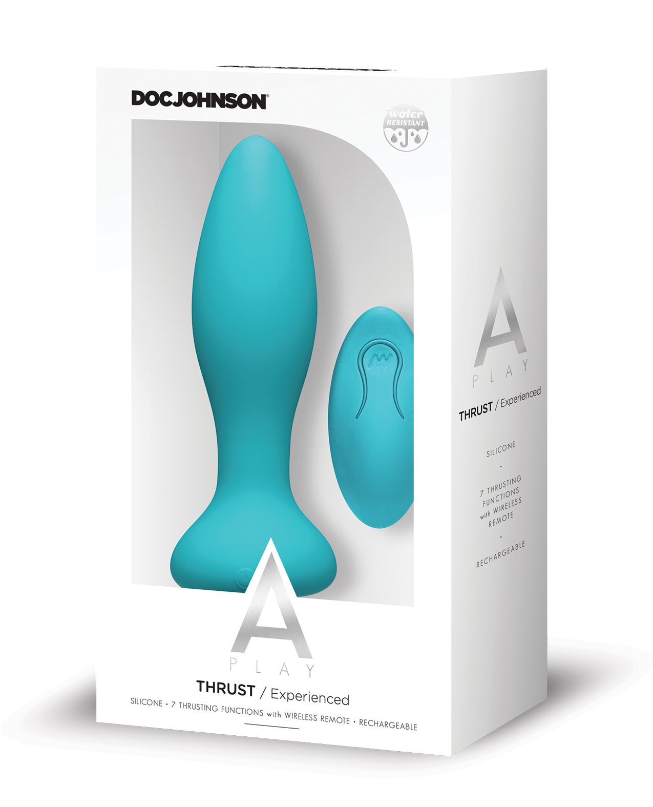 Doc Johnson 0300-10-BX Play Thrust Anal Plug, Teal, Vibrating