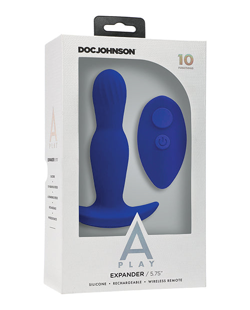 Doc Johnson 0300-16-BX A-Play Vibrating Silicone Anal Plug, Royal Blue