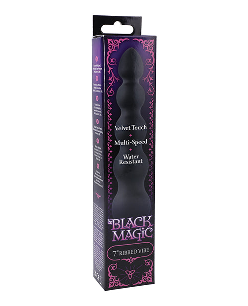 Doc Johnson 0951-16-BX Black Magic 7" Ribbed Vibe, ABS Plastic