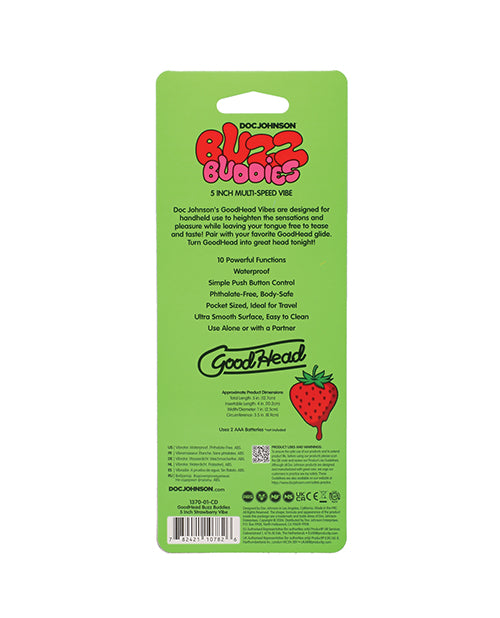 Doc Johnson GoodHead Buzz Buddies Multi-Speed Vibrator, 5 in., Strawberries