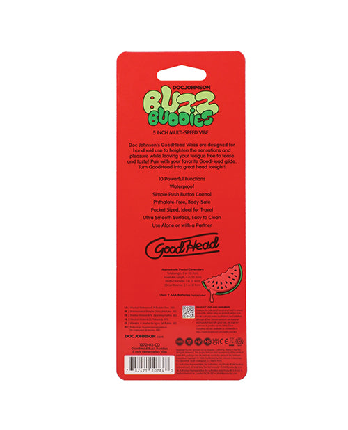 Doc Johnson GoodHead Buzz Buddies 5 in. Multi-Speed Vibrator - Watermelon