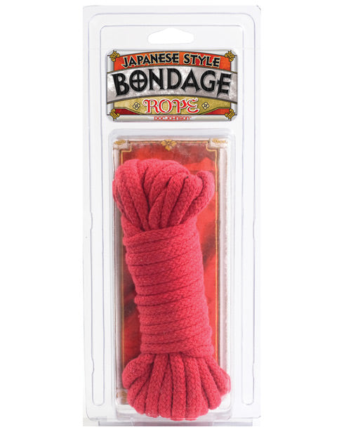 Doc Johnson Japanese Style Cotton Bondage Rope, 32ft Red with Knot Guide