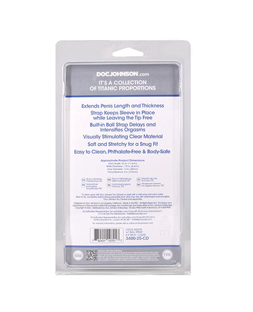 Doc Johnson TitanMen Clear Anatomy Sleeve with Ball Strap, 4.5 in.