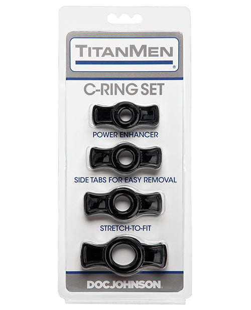 Doc Johnson 3503-05-CD Titanmen Tools Cock Ring Set - Black, Set of 4