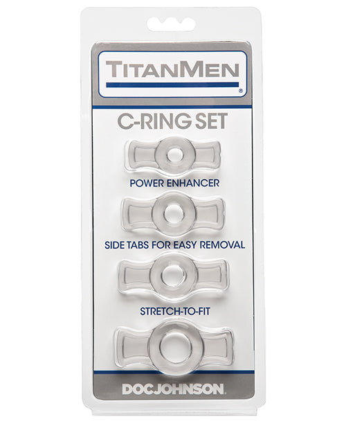 Doc Johnson 3503-07-CD Titanmen Tools Cock Ring Set, Clear, 4-Piece
