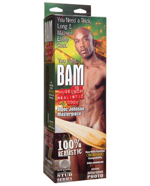 Doc Johnson 8170-01-BX Bam Realistic Dong, 13-Inch, Vibrating, PVC