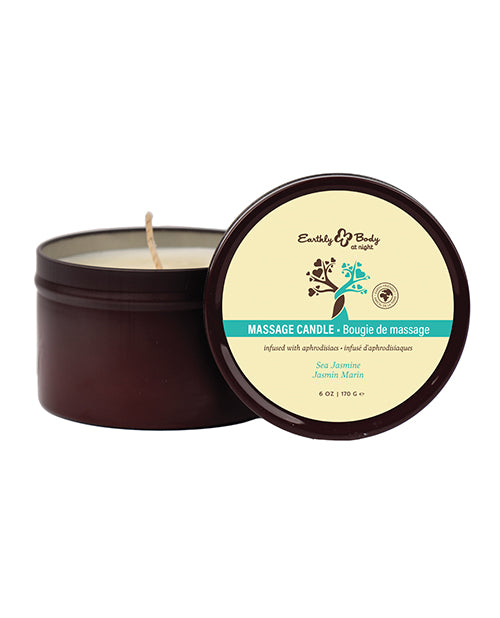 Earthly Body HSBNAC031 At Night Candle - Sea Jasmine, 6 oz