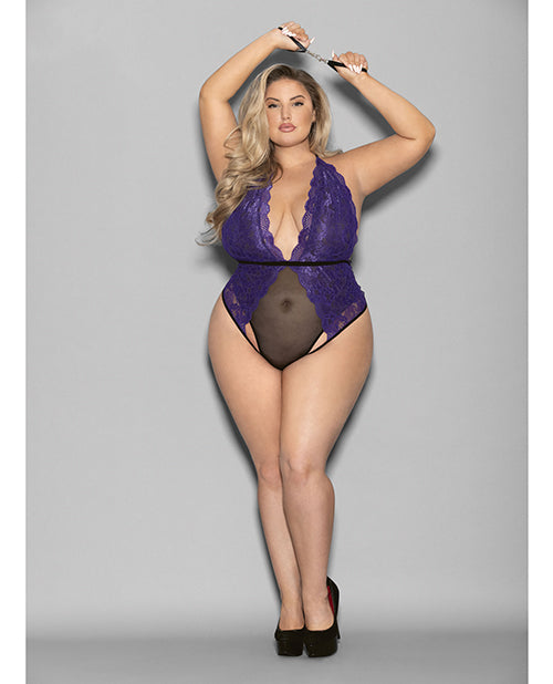 Escante 2228X PUR/BLK QN Euphoria Halter Teddy, Purple/Black