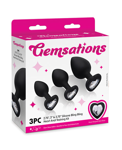 Electric eel inc. GEM-005 Heart Butt Plug Training Set, 3-Piece, Silicone
