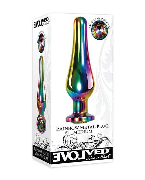 Evolved EN-BP-8553-2 Mid-Sized Rainbow Anal Plug, ABS/Aluminum