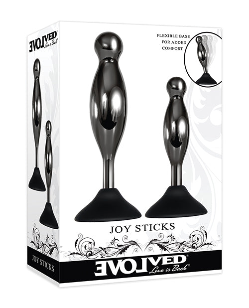Evolved EN-BP-9284-2 Joy Sticks 2 pc Plug Set, Black/Chrome, Aluminum, Silicone
