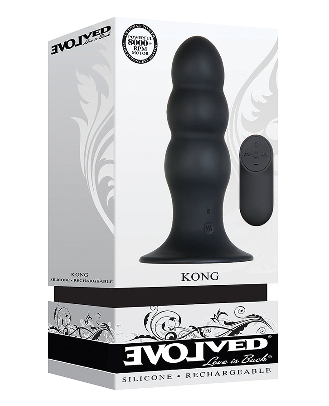 Evolved EN-RS-4432-2 Kong Rechargeable Anal Plug, Black, Silicone