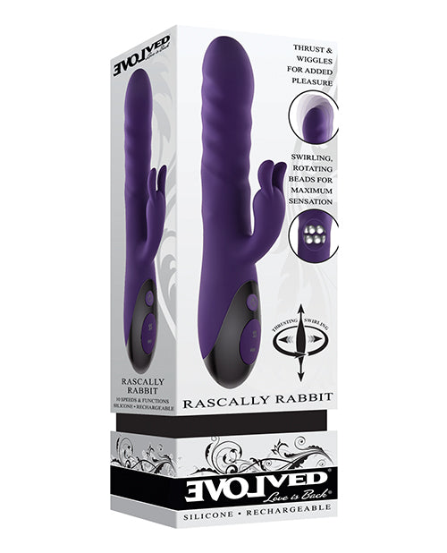 Evolved Rascally Rabbit Rechargeable Thrusting & Rotating Vibrator, Purple