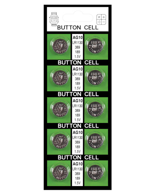 Erotic Toy Company AG10 Button Cell Batteries, Card of 10