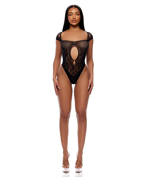 Forplay Inc. 775181 O/S Seamless Teddy w/ Rhinestone Accents, Black