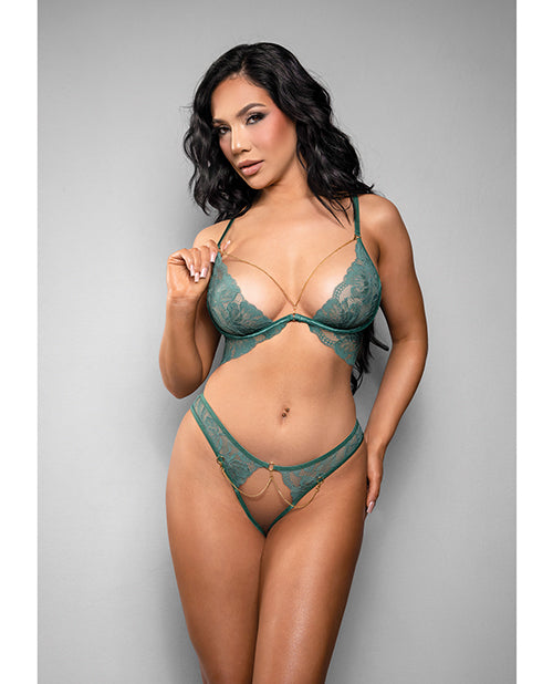 Fantasy Lingerie 2439GRN L/XL Temptress Bra & Panty Set - Green, L/XL
