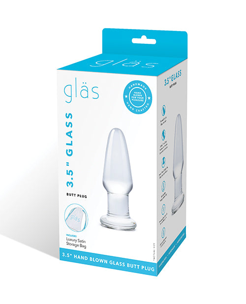 Electric GLAS-141 Glas Butt Plug, 3.5 Inch Clear Glass Temperature Play