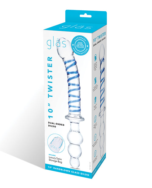 Electric GLAS-163 Glas 10" Twister Dual Ended Dildo, Blue