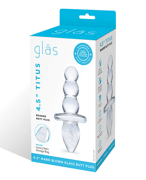 Electric Glas Titus Beaded Butt Plug, Clear Glass