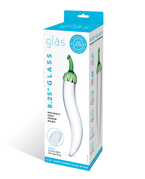 Electric GLAS-87 Glass Naturals Chili Pepper Dildo, Clear Glass