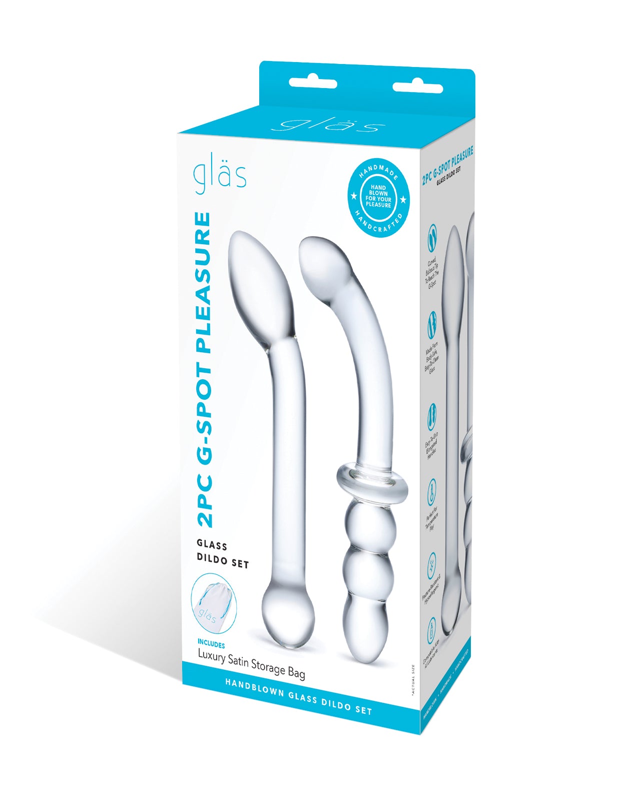 Gläs 2-Piece G-Spot Pleasure Glass Dildo Set, Clear Borosilicate Glass