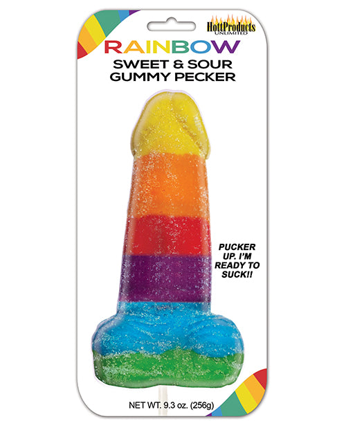 Hott Products HP-2976 Rainbow Sweet & Sour Jumbo Gummy Cock Pop, Edible