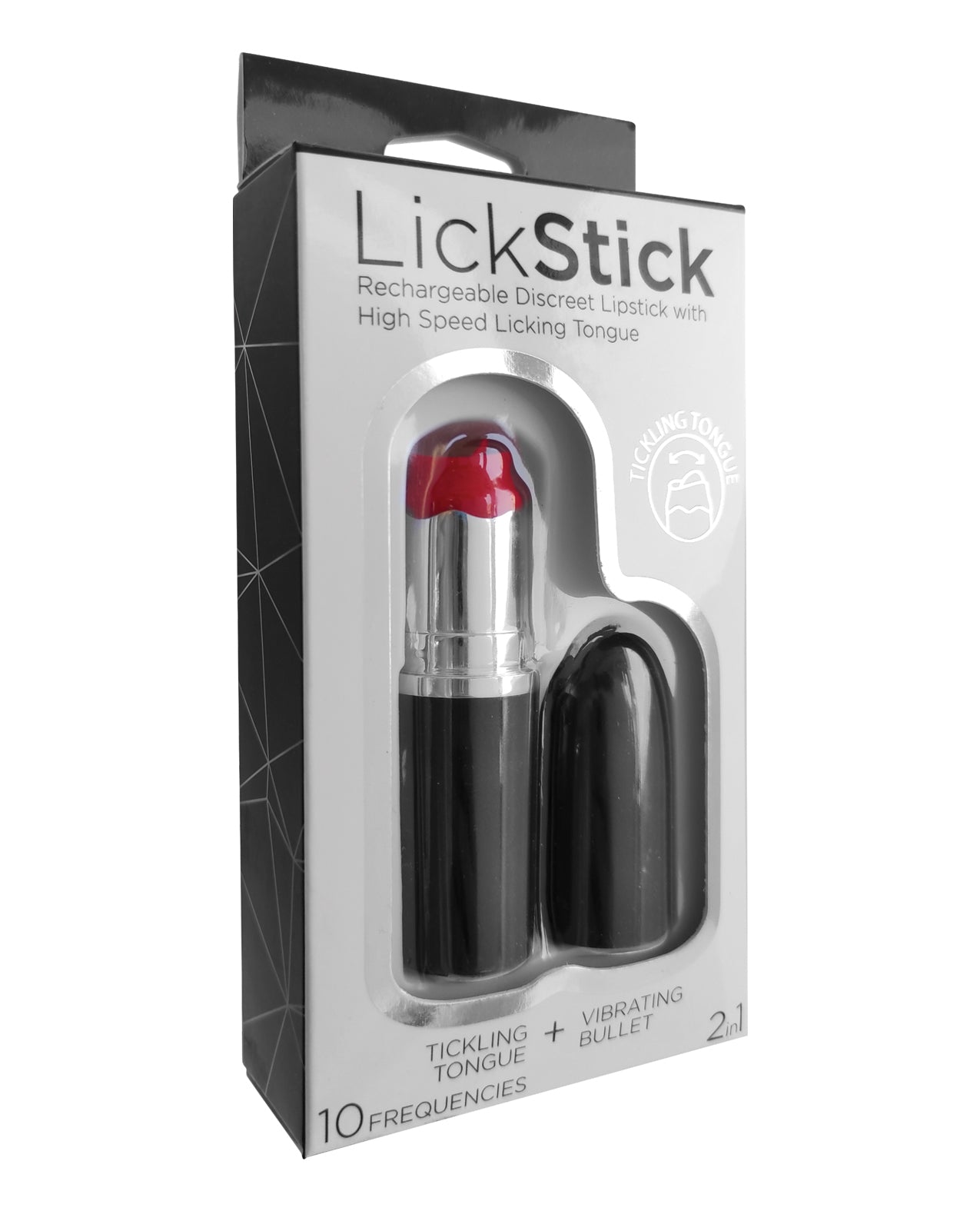 Hott Products Lick Stick Rechargeable Lipstick Vibrator, 10-Speed Licking Tongue