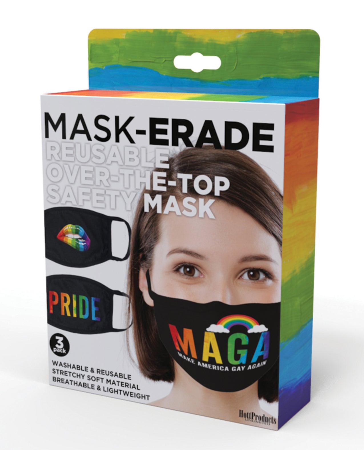 Hott Products HP-3326 Mask-erade Pride/Gay/Rainbow Face Masks, 3-Pack
