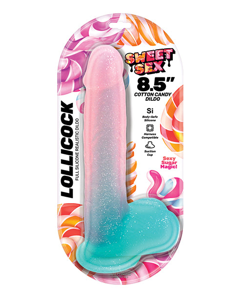Hott Products Sweet Sex 8.5" Lollicock Cotton Candy Dildo, Multi-Color, Silicone