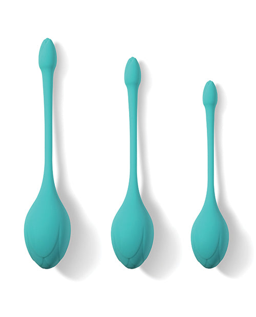 Honey Play Box Bluebell Floral Weighted Kegel Ball Set, 3-Piece, Blue