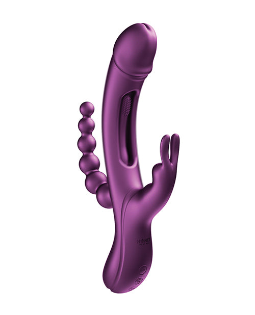 Honey Play VS-22-952PU Kinky Finger Rabbit Vibrator w/ Anal Beads, Purple