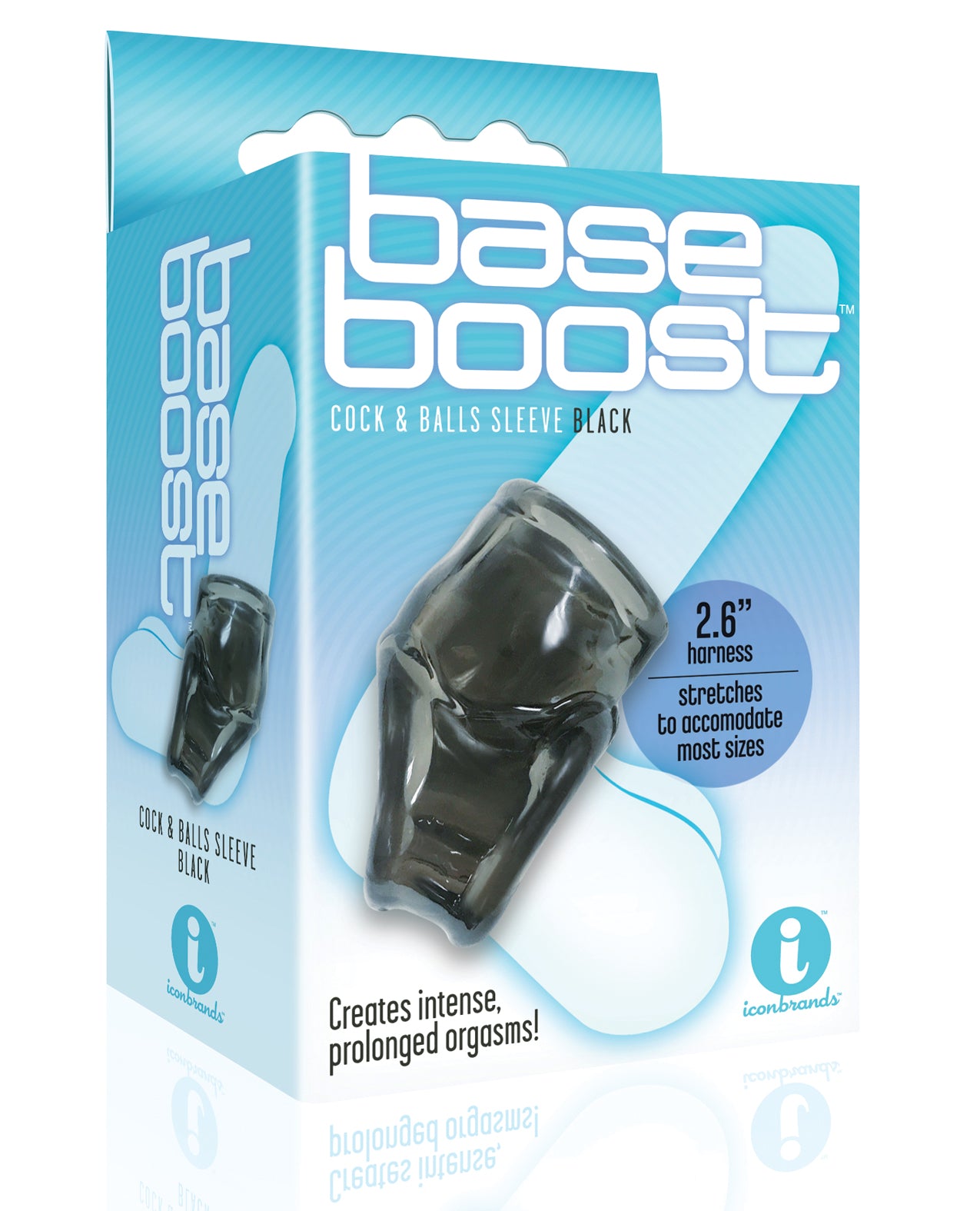 Icon Brands The 9's Base Boost Cock & Balls Sleeve, Black TPE