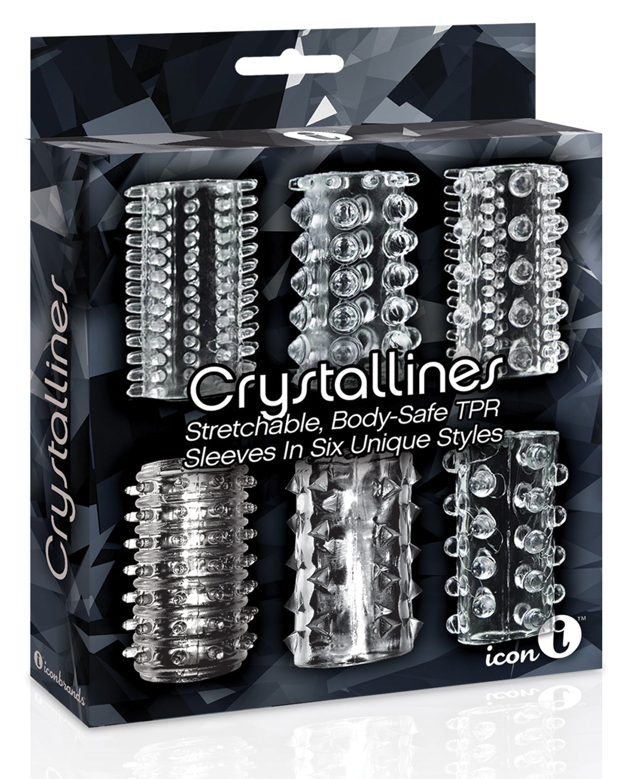 Icon Brands, Inc IC2640-2 Crystalline TPR Cock Sleeve, 6 Pack