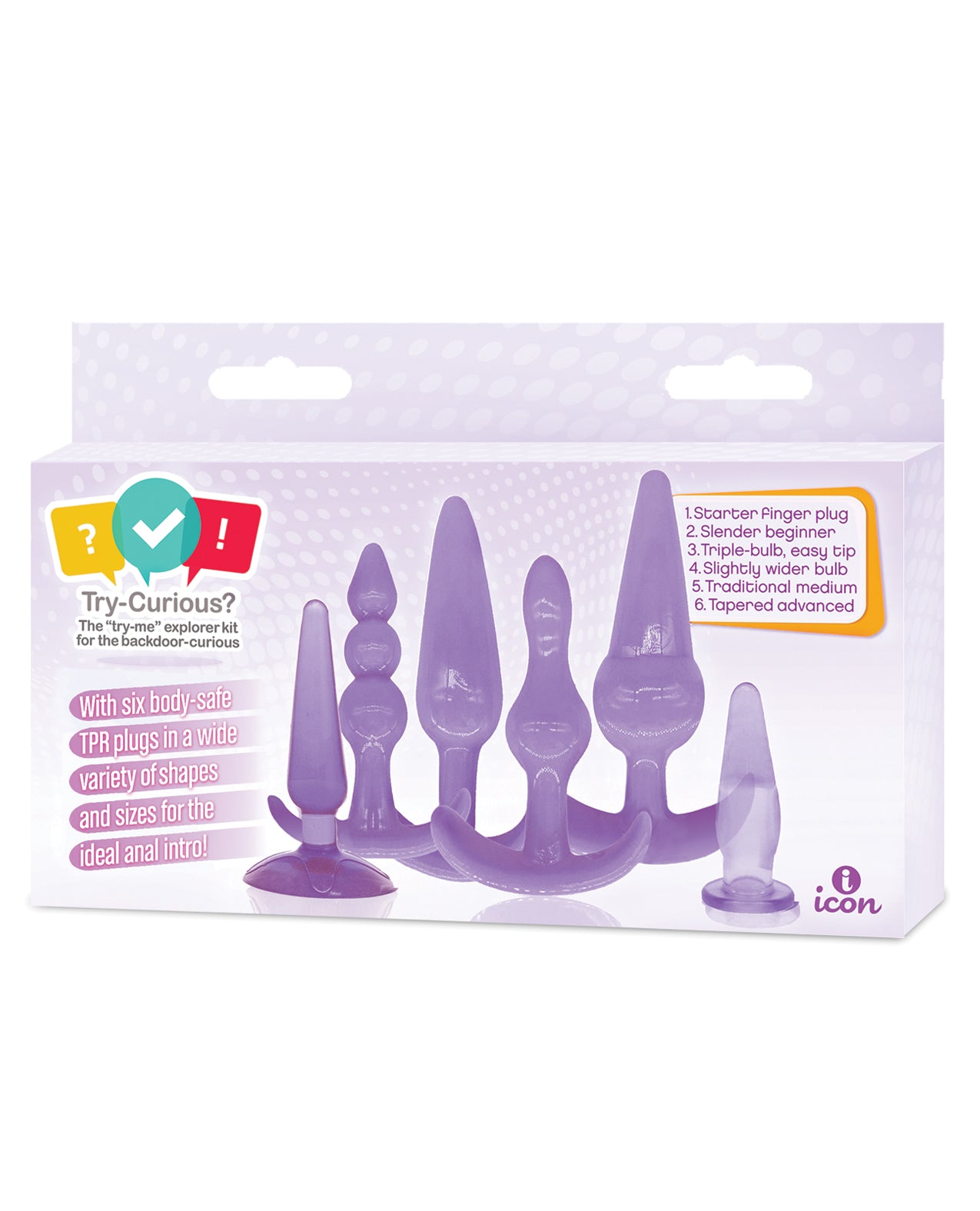 Icon Brands IC8012-2 Anal Plug Kit, Purple, 6-Piece TPR
