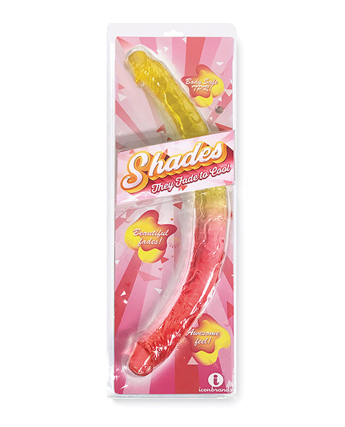 Icon Brands IC1306 Shades Jelly TPR Gradient Double Dong, Pink/Yellow, 17 Inch