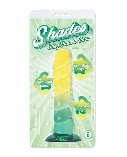 Icon Brands Jelly Swirl TPR Dong - Yellow/Mint, 7.5" L