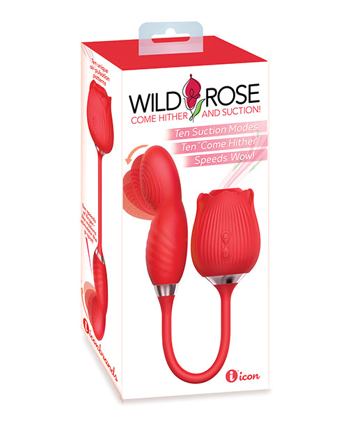 Icon Brands Wild Rose Come Hither Dual Stimulator, 10-Speed Suction & Vibration