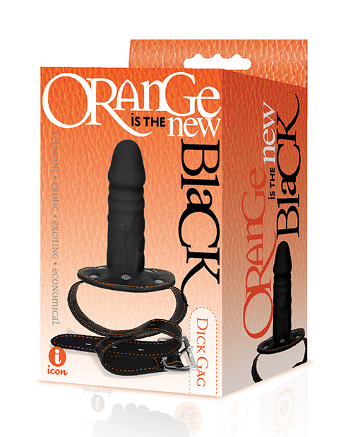 Icon Brands, Inc IC2534 9's Orange Silicone Dick Gag, Black, Leatherette