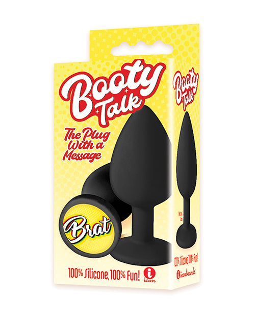 Icon IC2853 9's Booty Calls Brat Plug, Black, Silicone, 3.375" Length