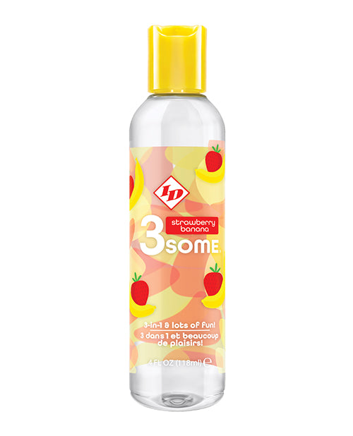 ID Lubricants IDDEBB04C2 3some 3-in-1 Lube, Strawberry Banana, 4 oz