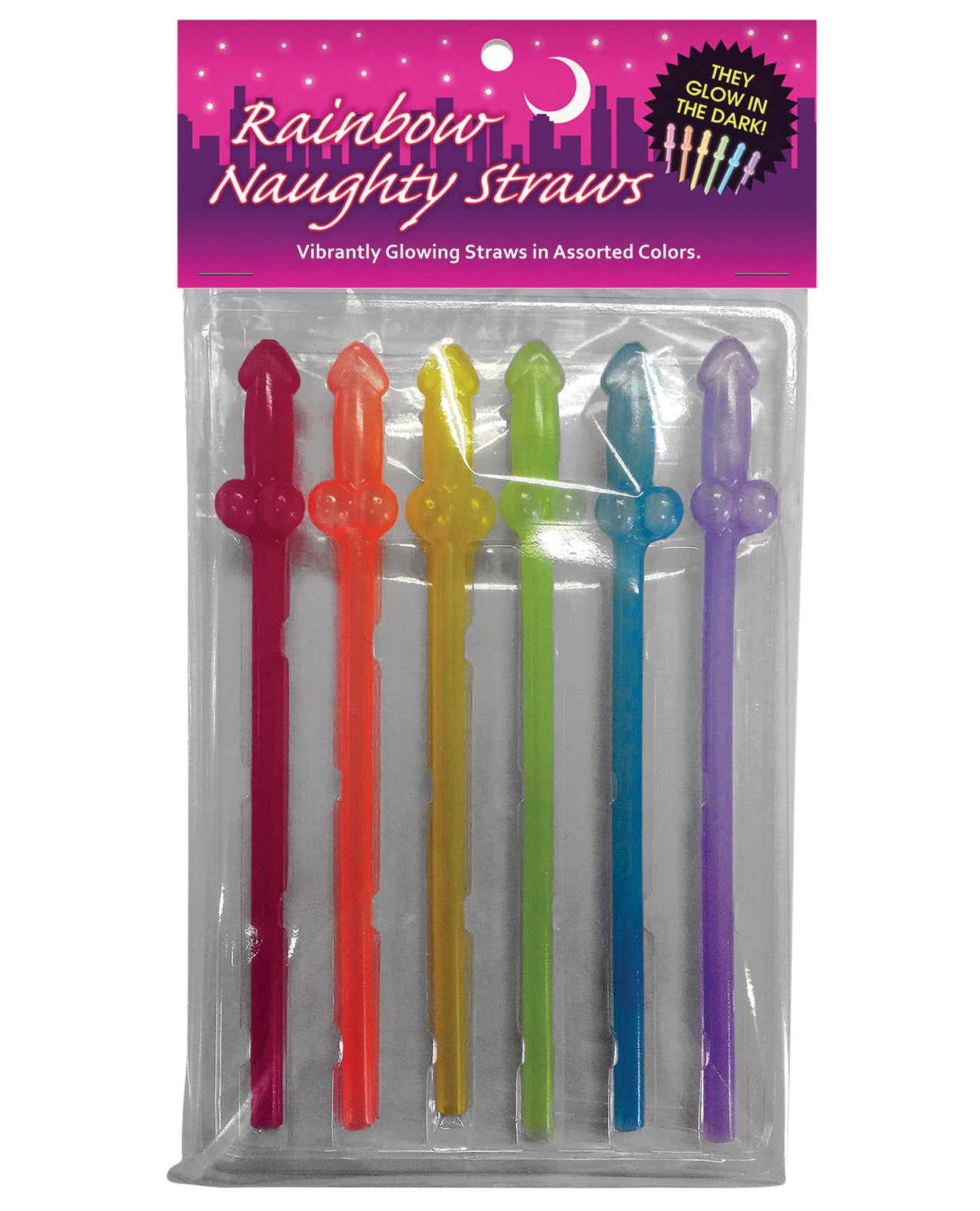 Kheper Games NV.S98 Naughty Glow in the Dark Rainbow Straws, 6 Count