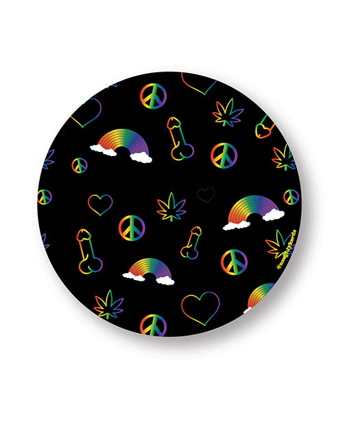 Kush Kards NS-RAINBOWPENIS Rainbow Penis Naughty Sticker, 3" x 3", Pack of 3