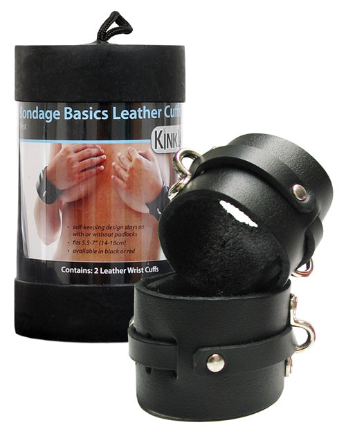 Kinklab KL-161 Leather Wrist Cuffs, Black, Adjustable