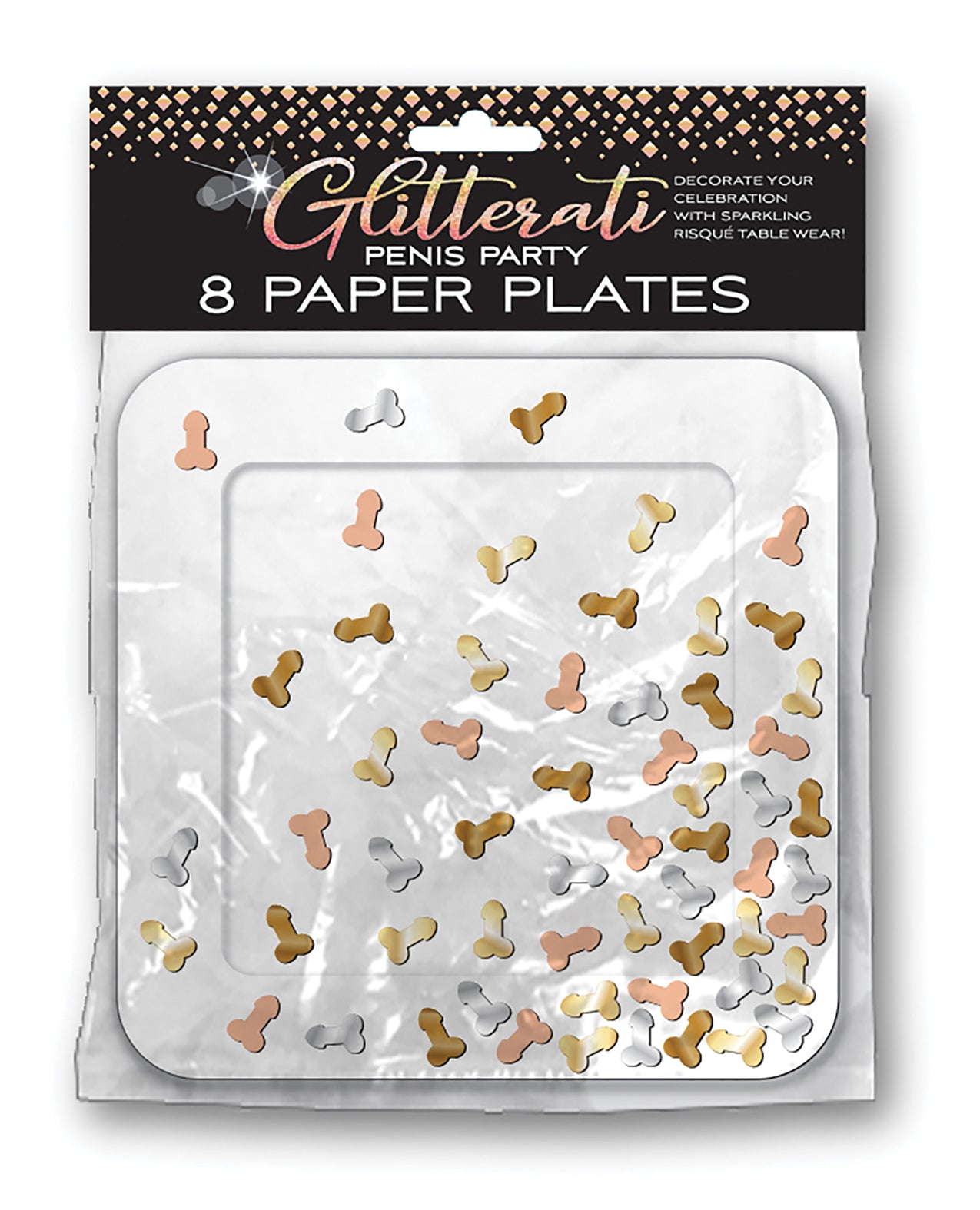 Little Genie and Candyprints CP.1036 Glitterati Penis Paper Plates - 7-Inch