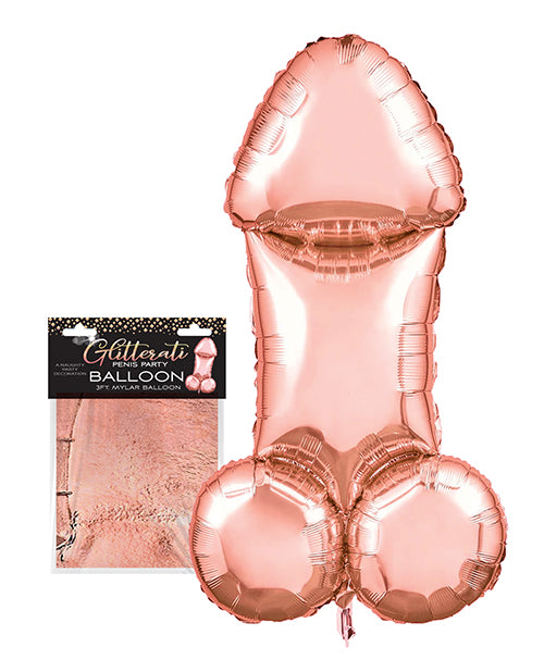Little Genie and Candyprints CP.1082 Glitterati Penis Balloon, 3 ft Rose Gold