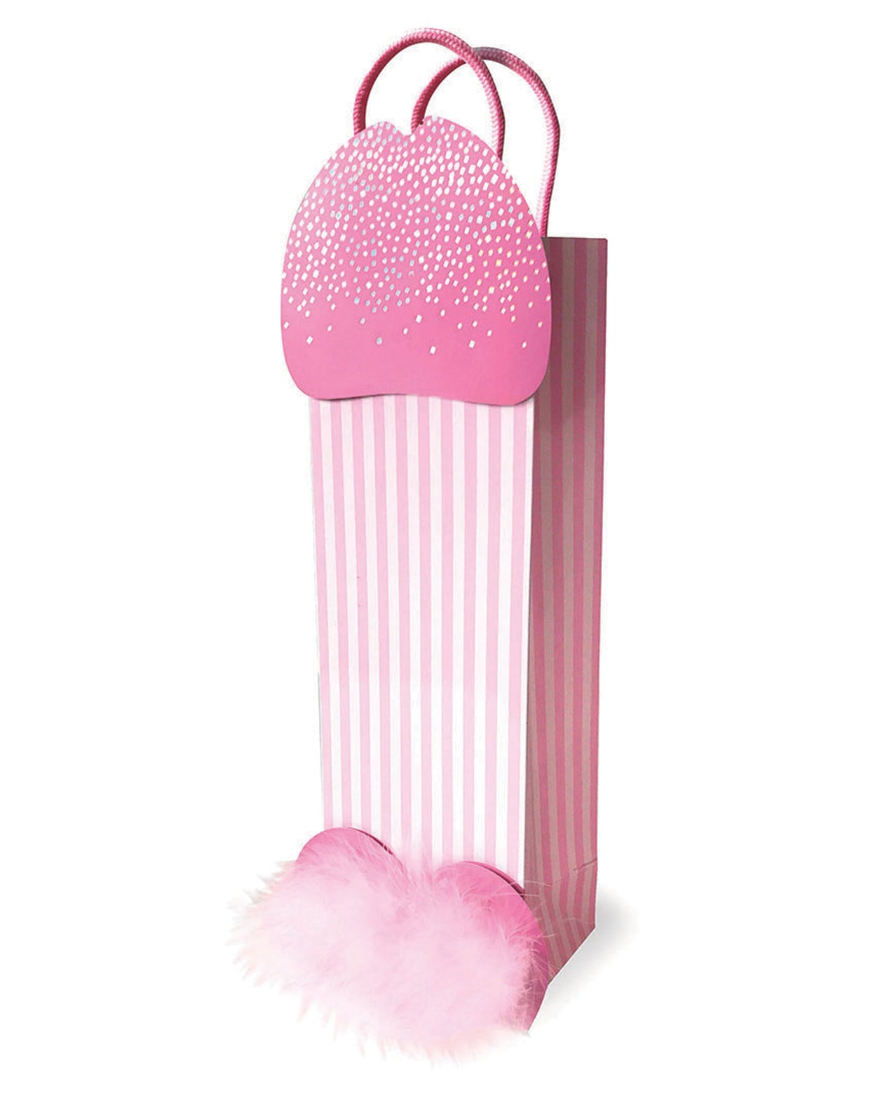 Little Genie and Candyprints LGP.006 Penis Gift Bag, Pink, Glittery, Feathered