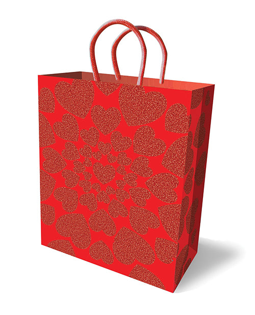 Little Genie LGP.026 Glitter Hearts Gift Bag, Red, 10-Inch
